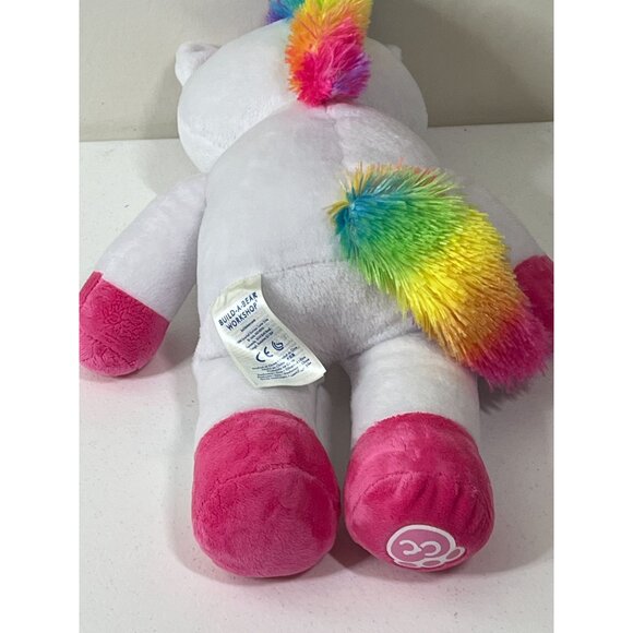 Build-A-Bear Unicorn Plush White with Rainbow Mane & Tail 16” - Picture 12 of 14